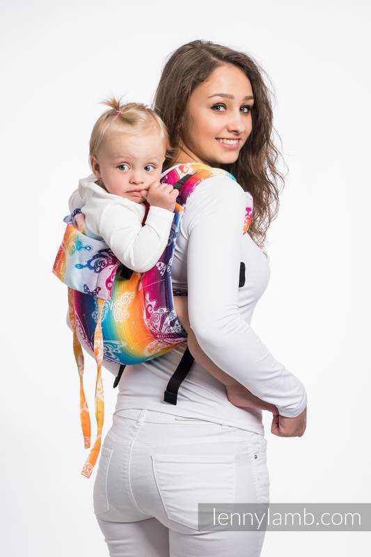 Nosidło Klamrowe ONBUHIMO z tkaniny żakardowej (100% bawełna), rozmiar Toddler - TĘCZOWY MOTYL LIGHT #babywearing