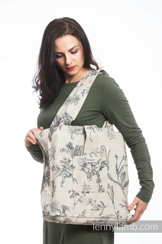 Torba na ramię z materiału chustowego, (100% bawełna) - HERBARIUM - uniwersalny rozmiar 37cmx37cm #babywearing