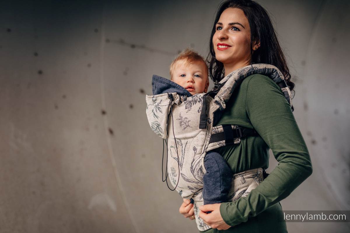 Nosidełko Ergonomiczne z tkaniny żakardowej 100% bawełna , Baby Size, HERBARIUM - Druga Generacja #babywearing