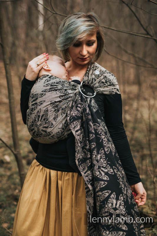 Ringsling, Jacquard Weave, with gathered shoulder (65% cotton 35% silk) - QUEEN OF THE NIGHT - PAMINA - long 2.1m #babywearing