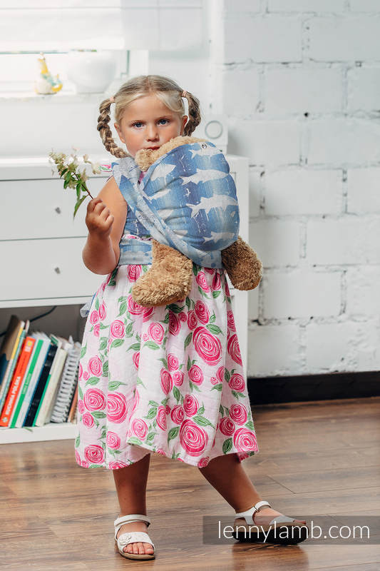 Żakardowa chusta dla lalek, 100% bawełna - FISH'KA WIELKI BŁĘKIT  #babywearing