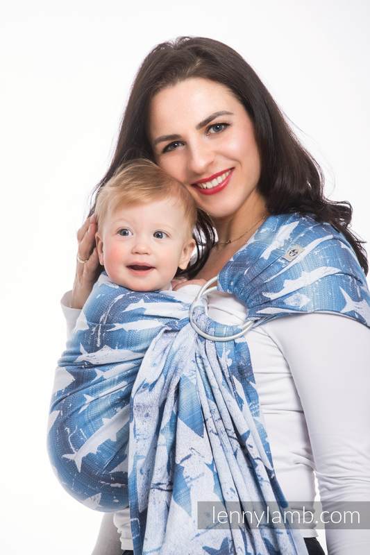 Chusta kółkowa, splot żakardowy, (100% bawełna) - FISH'KA - WIELKI BŁĘKIT - standard 1.8m #babywearing