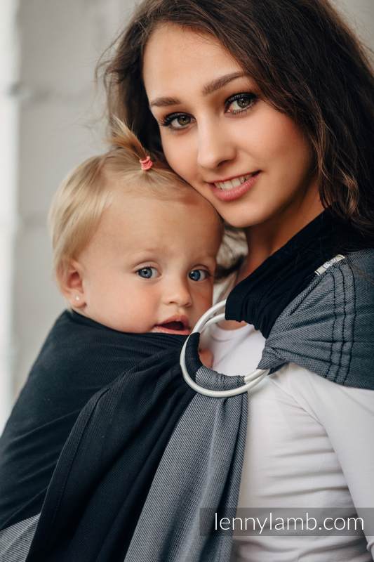 Basic Line Ring Sling - OBSIDIAN - 100% Cotton - Broken Twill Weave -  with gathered shoulder  #babywearing