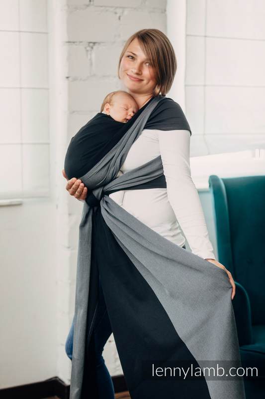 Moja pierwsza chusta do noszenia dzieci - OBSYDIAN, tkana splotem skośno-krzyżowym (100% bawełna) - rozmiar M #babywearing