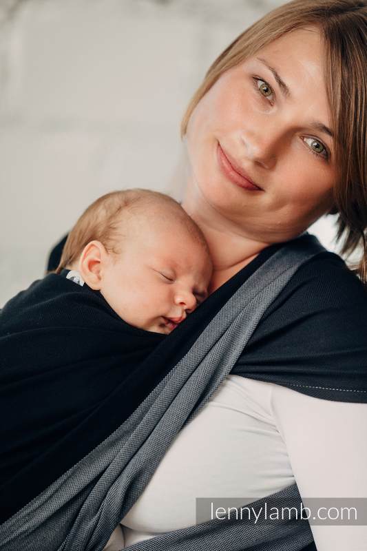 Moja pierwsza chusta do noszenia dzieci - OBSYDIAN, tkana splotem skośno-krzyżowym (100% bawełna) - rozmiar M (drugi gatunek) #babywearing