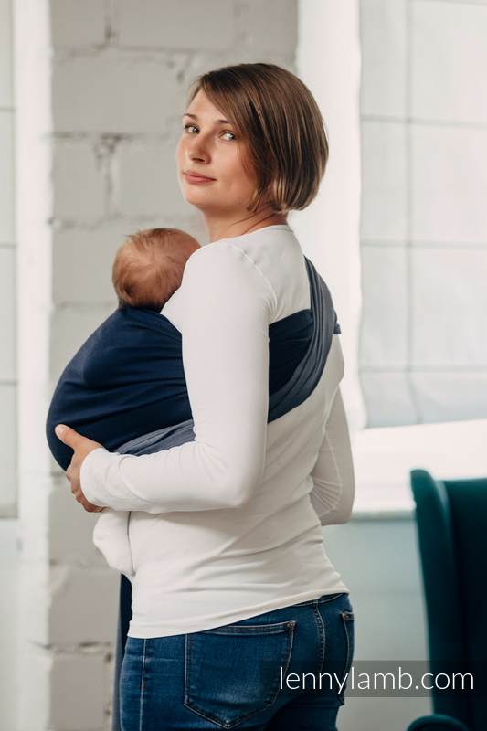 Moja pierwsza chusta kółkowa do noszenia dzieci - AZURYT , tkana splotem skośno-krzyżowym - bawełniana - ramię bez zakładek - standard 1.8m (drugi gatunek) #babywearing