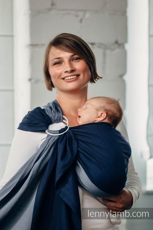 Sling de la gamme de base - AZURITE - 100 % coton - Sergé brisé - avec épaule sans plis - standard 1.8m #babywearing
