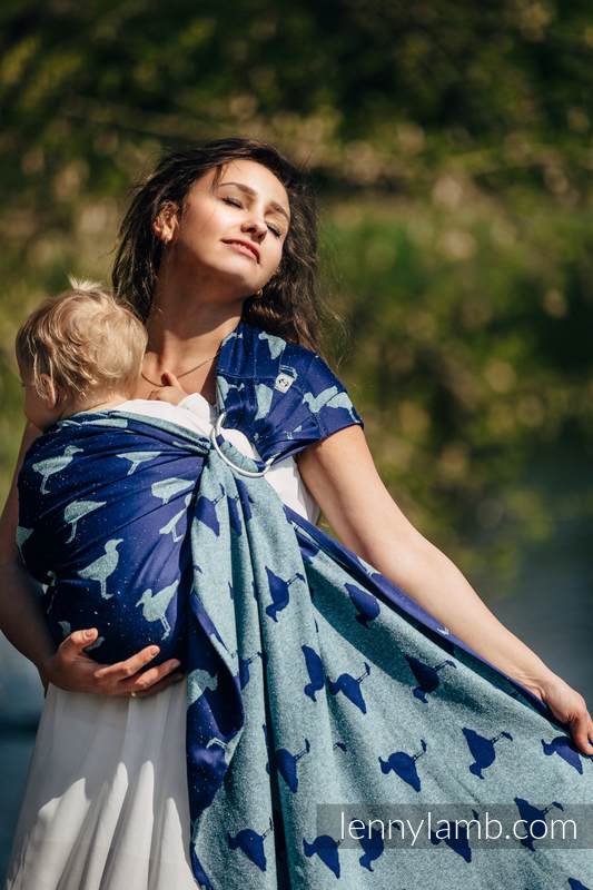 Żakardowa chusta kółkowa do noszenia dzieci, 65% Bawełna 35% Jedwab - LARINA - long 2.1m #babywearing