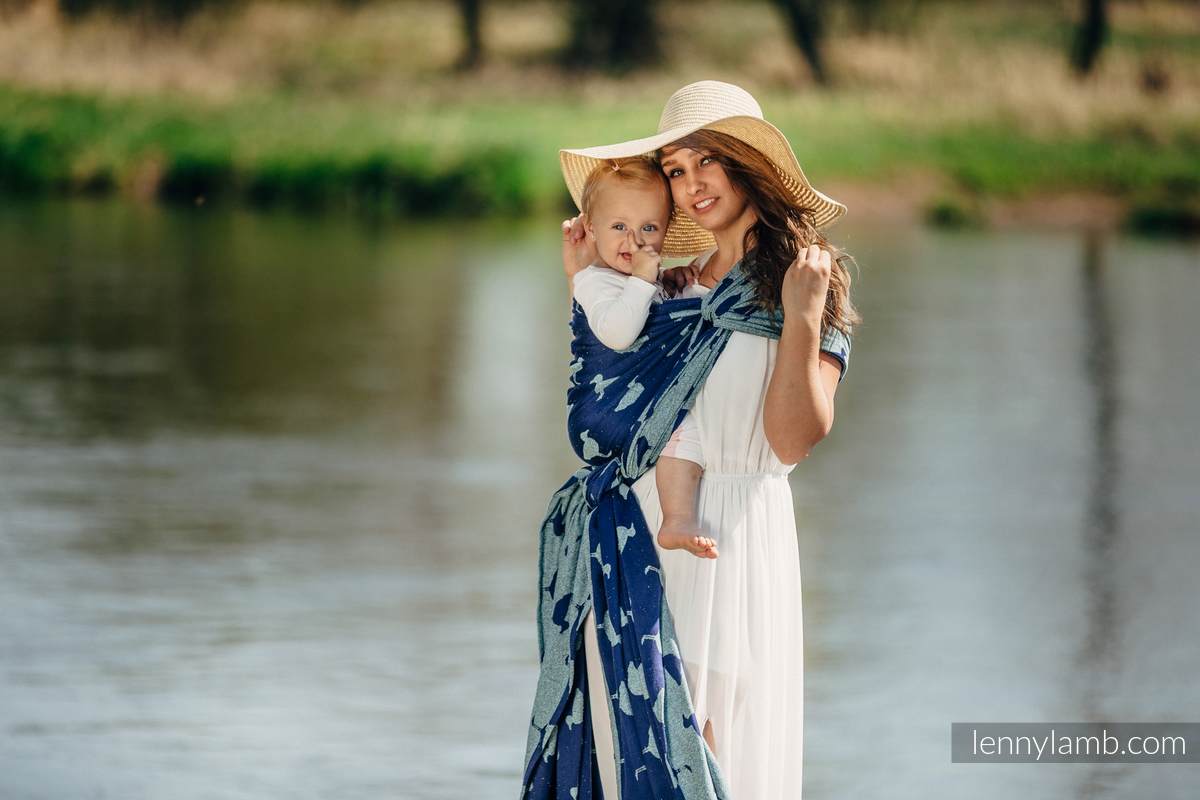 Żakardowa chusta do noszenia dzieci, 65% Bawełna 35% Jedwab - LARINA - rozmiar L (drugi gatunek) #babywearing