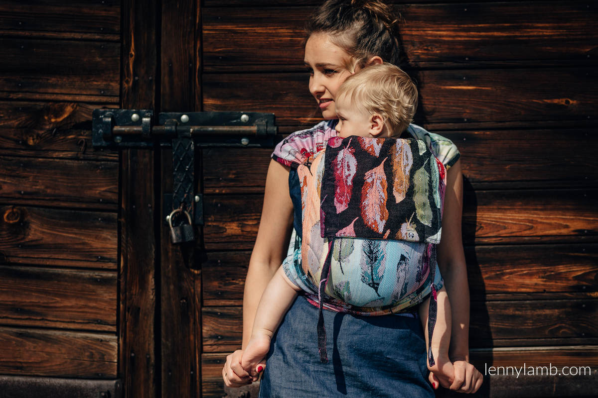 WRAP-TAI carrier Toddler with hood/ jacquard twill / 100% cotton / PAINTED FEATHERS RAINBOW DARK #babywearing