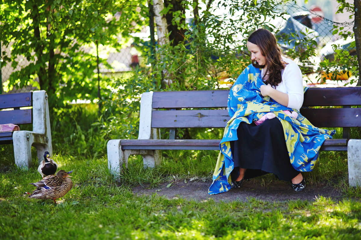 Żakardowa chusta do noszenia dzieci, bawełna - Safari Niebiesko-Żółte - rozmiar S #babywearing