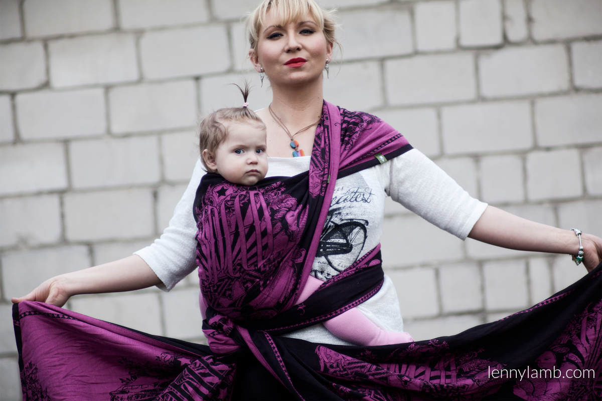 Żakardowa chusta do noszenia dzieci, bawełna - Speed Purpura z Czernią - rozmiar S #babywearing
