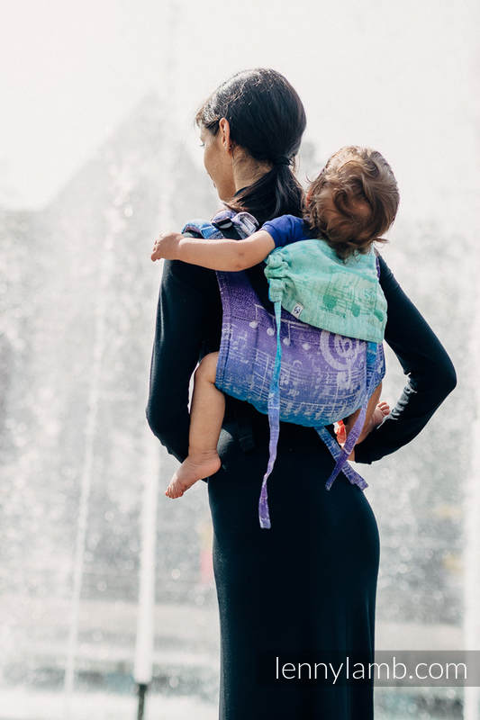 Lenny Buckle Onbuhimo baby carrier, toddler size, jacquard weave (65% cotton, 35% linen) - SYMPHONY PURE JOY #babywearing