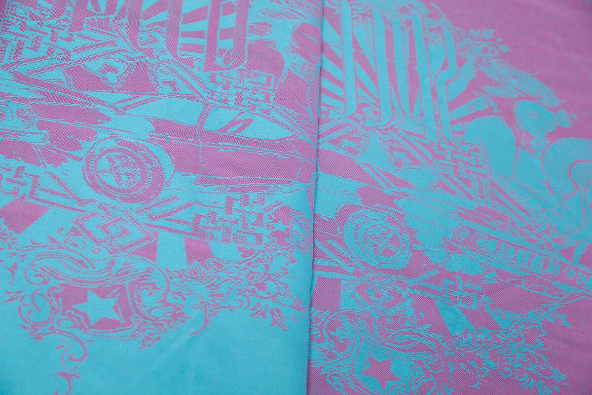 Baby Wrap, Jacquard Weave (100% cotton) - Speed Turquoise & Pink - size S #babywearing