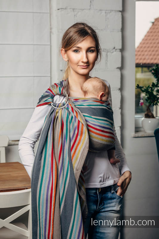 Chusta kółkowa do noszenia dzieci, tkana splotem skośno-krzyżowym - 100% bawełna - ramię bez zakładek - OAZA - long 2.1m #babywearing