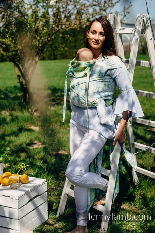 WRAP-TAI mini avec capuche, jacquard/ 100% coton - FRESH LEMON #babywearing