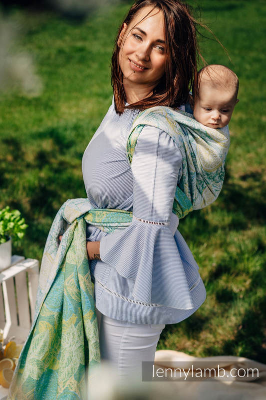 Baby Wrap, Jacquard Weave (100% cotton) - FRESH LEMON - size M #babywearing