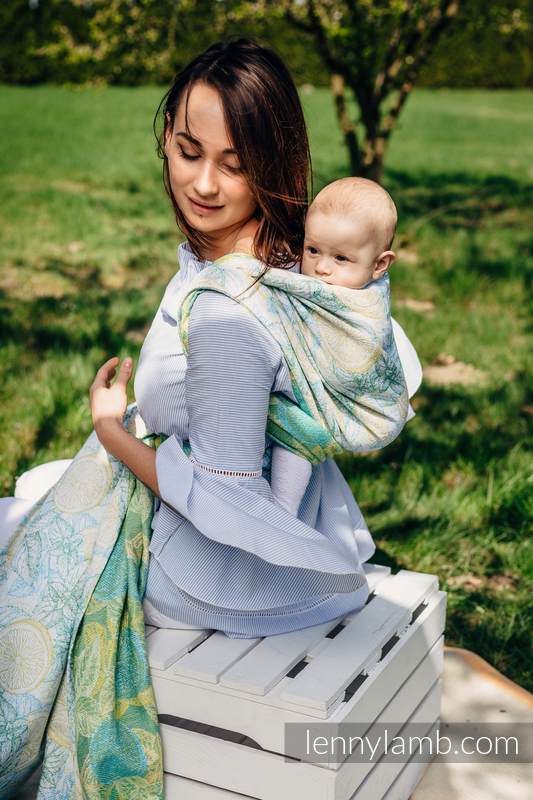 Baby Wrap, Jacquard Weave (100% cotton) - FRESH LEMON - size XS (grade B) #babywearing