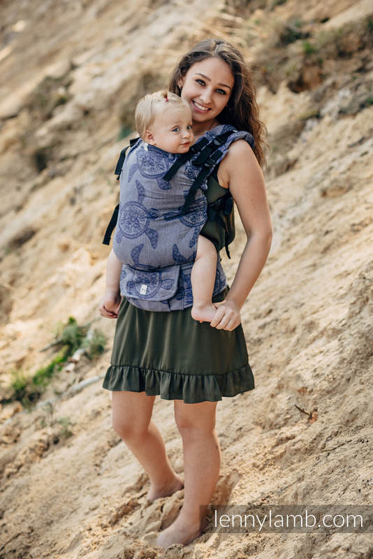 Mochila LennyUp, talla estándar, tejido jaquard 100% algodón - conversión de fular SEA ADVENTURE - CALM BAY #babywearing