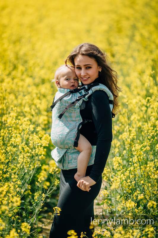 LennyUp Carrier, Standard Size, jacquard weave - (76%cotton, 12%linen, 7%silk, 5%baby alpaca) - TWISTED LEAVES BREATH OF SUMMER #babywearing