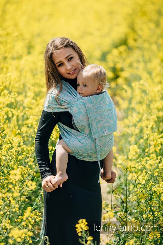 WRAP-TAI carrier Toddler with hood/ jacquard twill - (76%cotton, 12%linen, 7%silk, 5%baby alpaca) - TWISTED LEAVES BREATH OF SUMMER #babywearing