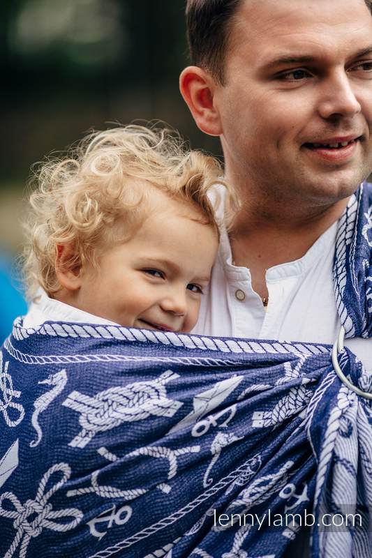 Żakardowa chusta kółkowa do noszenia dzieci, 100% bawełna, ramię bez zakładek - MORSKIE OPOWIEŚCI - long 2.1m #babywearing