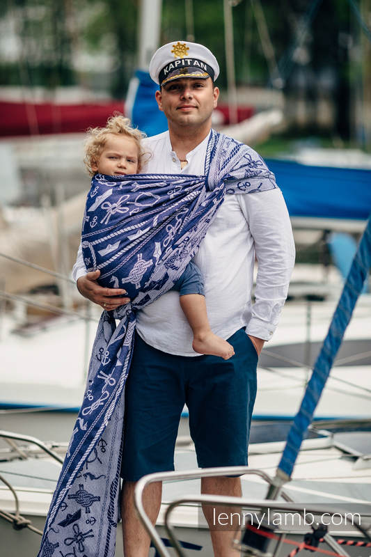 Żakardowa chusta do noszenia dzieci, 100% bawełna - MORSKIE OPOWIEŚCI - rozmiar XS  #babywearing
