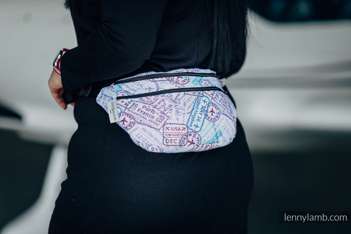 Waist Bag made of woven fabric, size large (100% cotton) - AROUND THE WORLD #babywearing