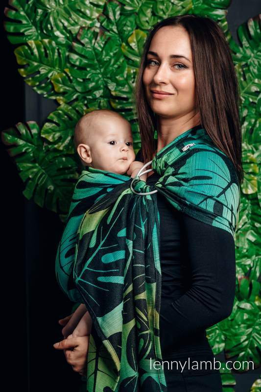 Żakardowa chusta kółkowa do noszenia dzieci, 100% bawełna - MONSTERA - long 2.1m (drugi gatunek) #babywearing