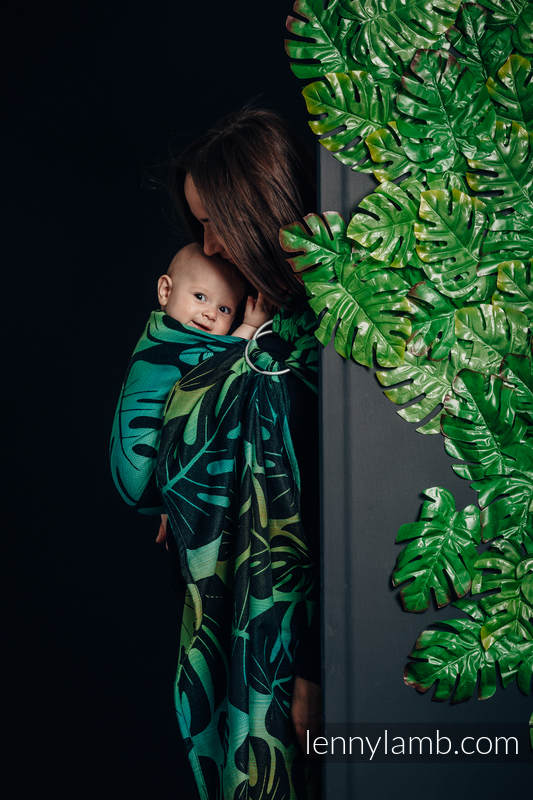 Żakardowa chusta kółkowa do noszenia dzieci, 100% bawełna - MONSTERA - long 2.1m #babywearing