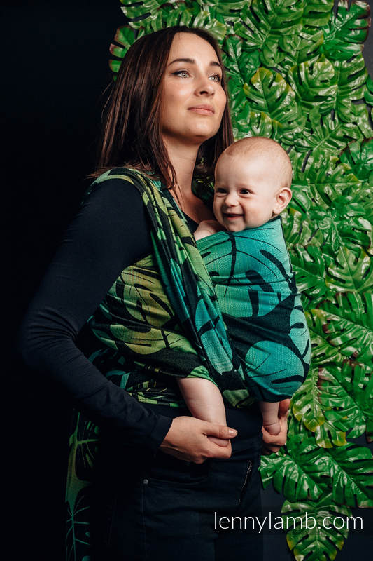 Żakardowa chusta do noszenia dzieci, 100% bawełna - MONSTERA - rozmiar M #babywearing