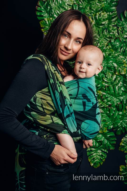 Żakardowa chusta do noszenia dzieci, 100% bawełna - MONSTERA - rozmiar S #babywearing