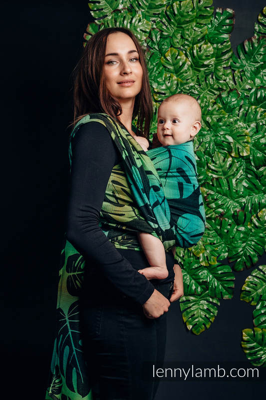 Żakardowa chusta do noszenia dzieci, 100% bawełna - MONSTERA - rozmiar XS #babywearing