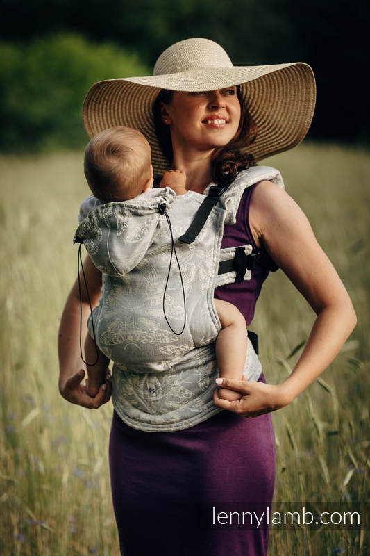 Ergonomic Carrier, Baby Size, jacquard weave, (65% cotton, 35% linen) - QUEEN OF THE NIGHT - ONLY SILENCE, Second Generation #babywearing