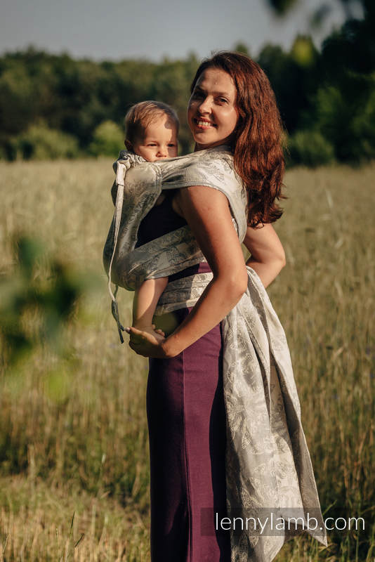 WRAP-TAI carrier Mini with hood, jacquard weave,  65% cotton, 35% linen - QUEEN OF THE NIGHT - ONLY SILENCE #babywearing
