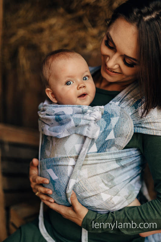 WRAP-TAI carrier Toddler with hood/ jacquard weave -  62% cotton, 38% silk - SWALLOWS - OVER CLOUDS #babywearing