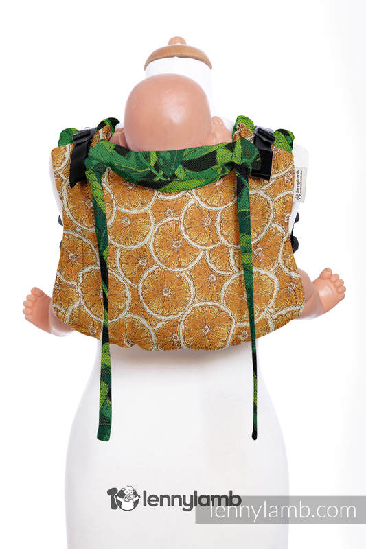 Nosidło Klamrowe ONBUHIMO z tkaniny żakardowej (100% bawełna), rozmiar Standard - TUTTI FRUTTI - ZUCHWAŁA POMARAŃCZA #babywearing