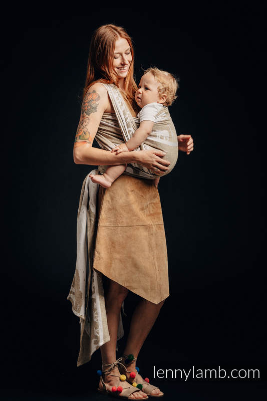 Baby Wrap, Jacquard Weave - (49% cotton, 51% silk) - SAFARI - WESTERN DESERT - size M #babywearing