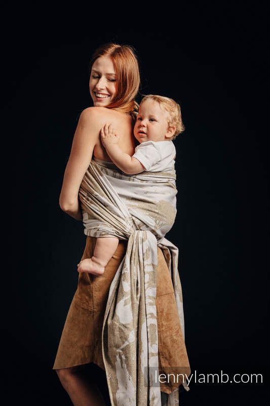 Baby Wrap, Jacquard Weave - (49% cotton, 51% silk) - SAFARI - WESTERN DESERT - size XL #babywearing