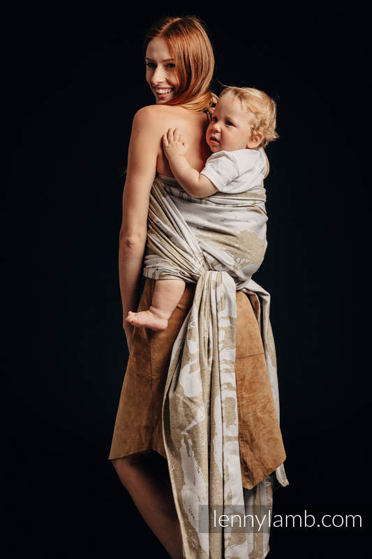 Baby Wrap, Jacquard Weave - (49% cotton, 51% silk) - SAFARI - WESTERN DESERT - size XS #babywearing