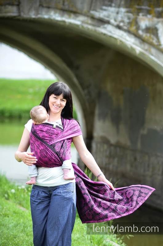 Baby Wrap, Jacquard Weave (100% cotton) - Eclipse Purple & Black - size XS #babywearing