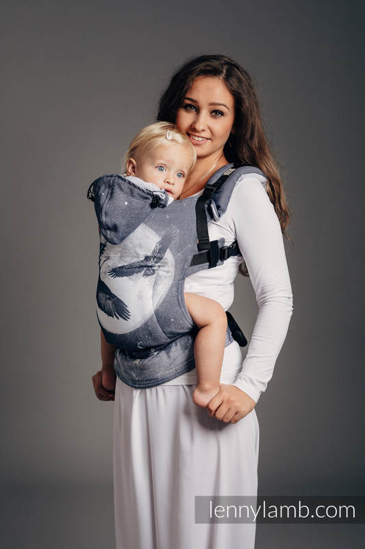 Nosidełko Ergonomiczne z tkaniny żakardowej 100% bawełna , Toddler Size, ORZEŁ W ŚWIETLE KSIĘŻYCA  - Druga Generacja #babywearing