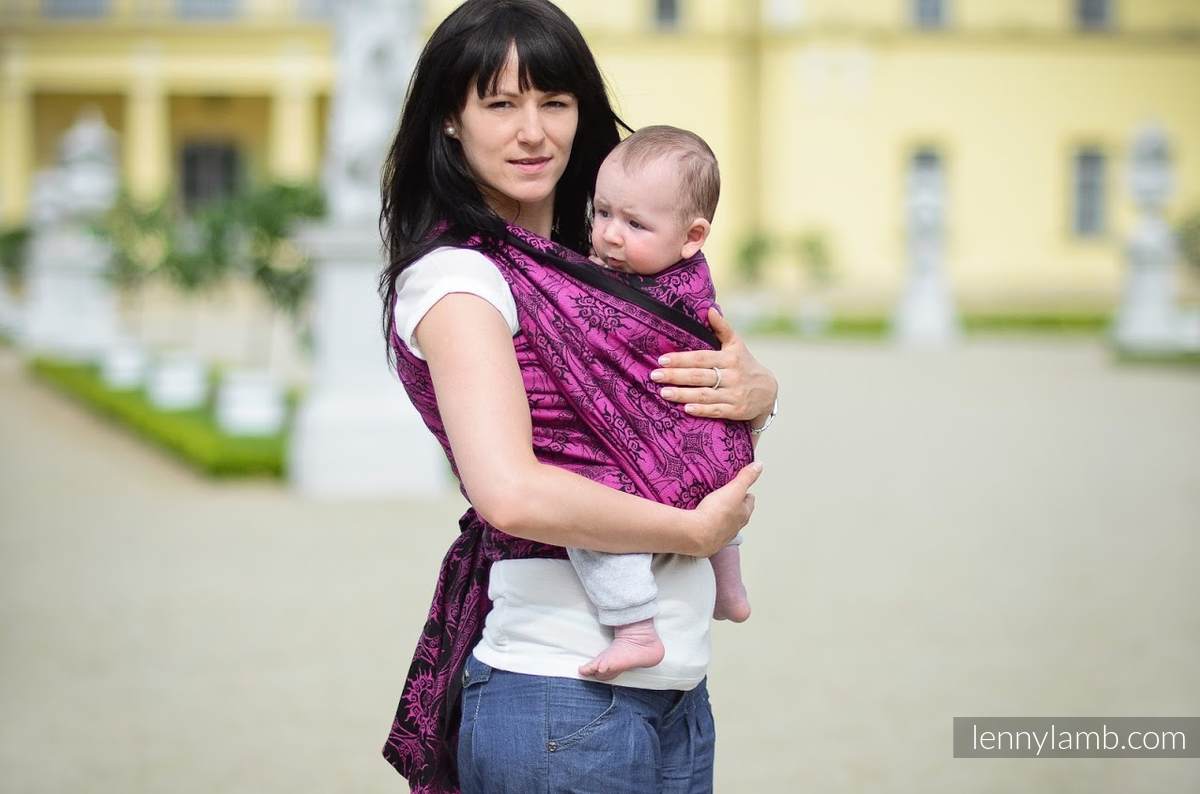 Baby Wrap, Jacquard Weave (100% cotton) - Eclipse Purple & Black - size XS #babywearing