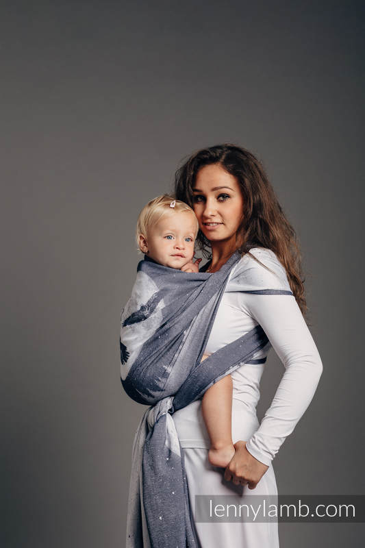 Żakardowa chusta do noszenia dzieci, bawełna - ORZEŁ  W ŚWIETLE KSIĘŻYCA - rozmiar XS #babywearing