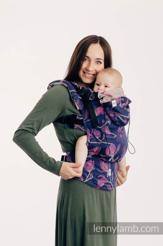 Nosidełko Ergonomiczne z tkaniny żakardowej, 100% bawełna , Baby Size - TAJEMNICZA MAGNOLIA - Druga Generacja #babywearing