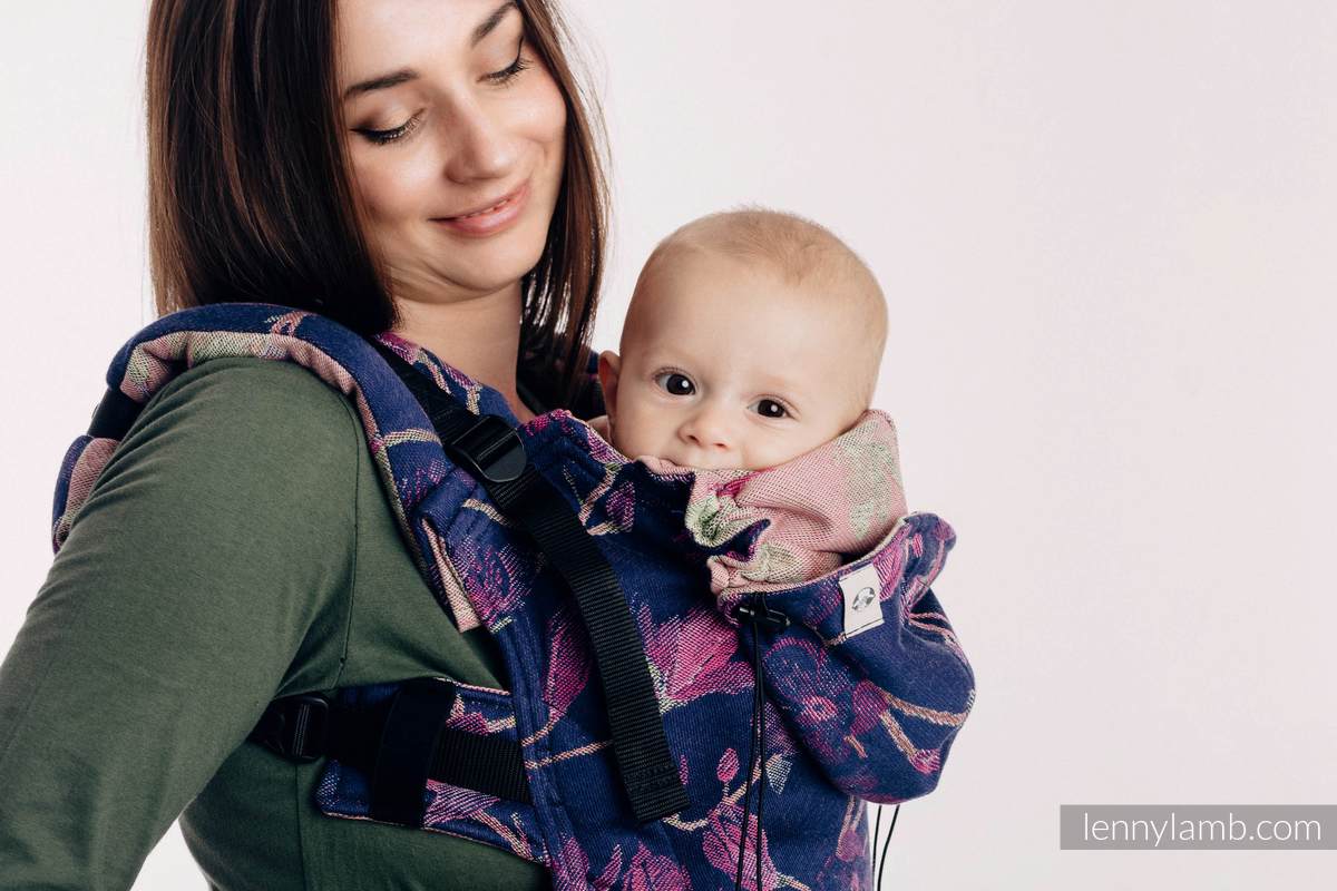 Ergonomische Tragehilfe, Größe Baby, Jacquardwebung, 100% Baumwolle - THE SECRET MAGNOLIA - Zweite Generation (grad B) #babywearing