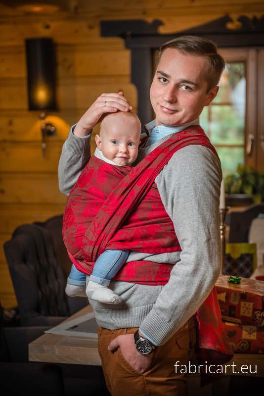 Baby Wrap, Jacquard Weave (100% cotton) - Foxes Red & Brown - size XS #babywearing