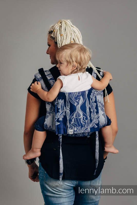 Onbuhimo de Lenny, taille standard, jacquard (65% cotton, 35% lin) - TIME OF NIGHT (with skull) #babywearing