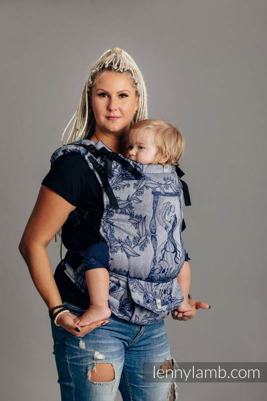 Nosidełko LennyUp z tkaniny żakardowej, (65% bawełna, 35% len), rozmiar standard - CZAS NOCY (z czaszką) #babywearing
