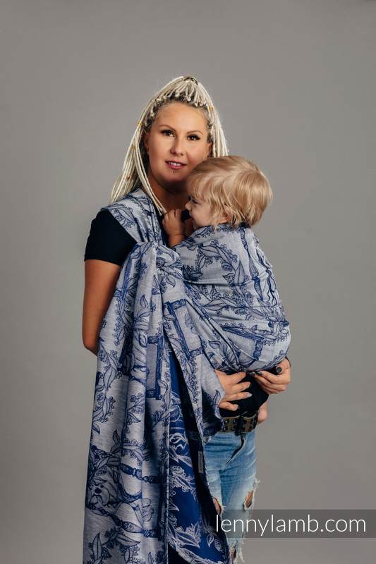 Żakardowa chusta do noszenia dzieci, 65% bawełna, 35% len - CZAS NOCY (z czaszką) - rozmiar XL #babywearing